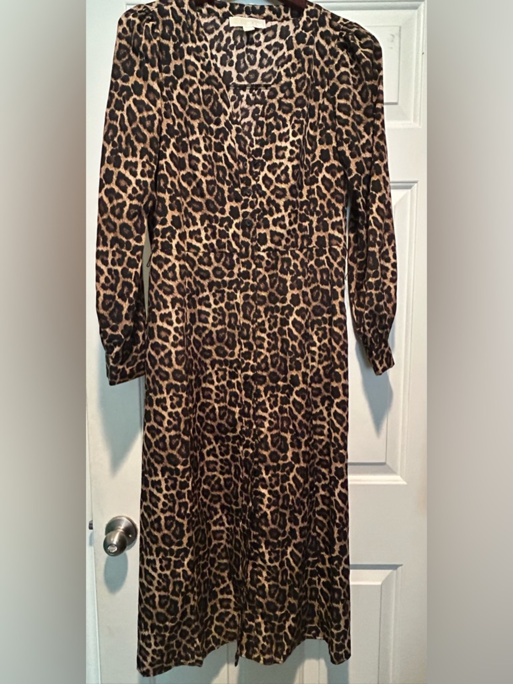 Michael Kors Leopard Print Midi Dress - Tan & Black